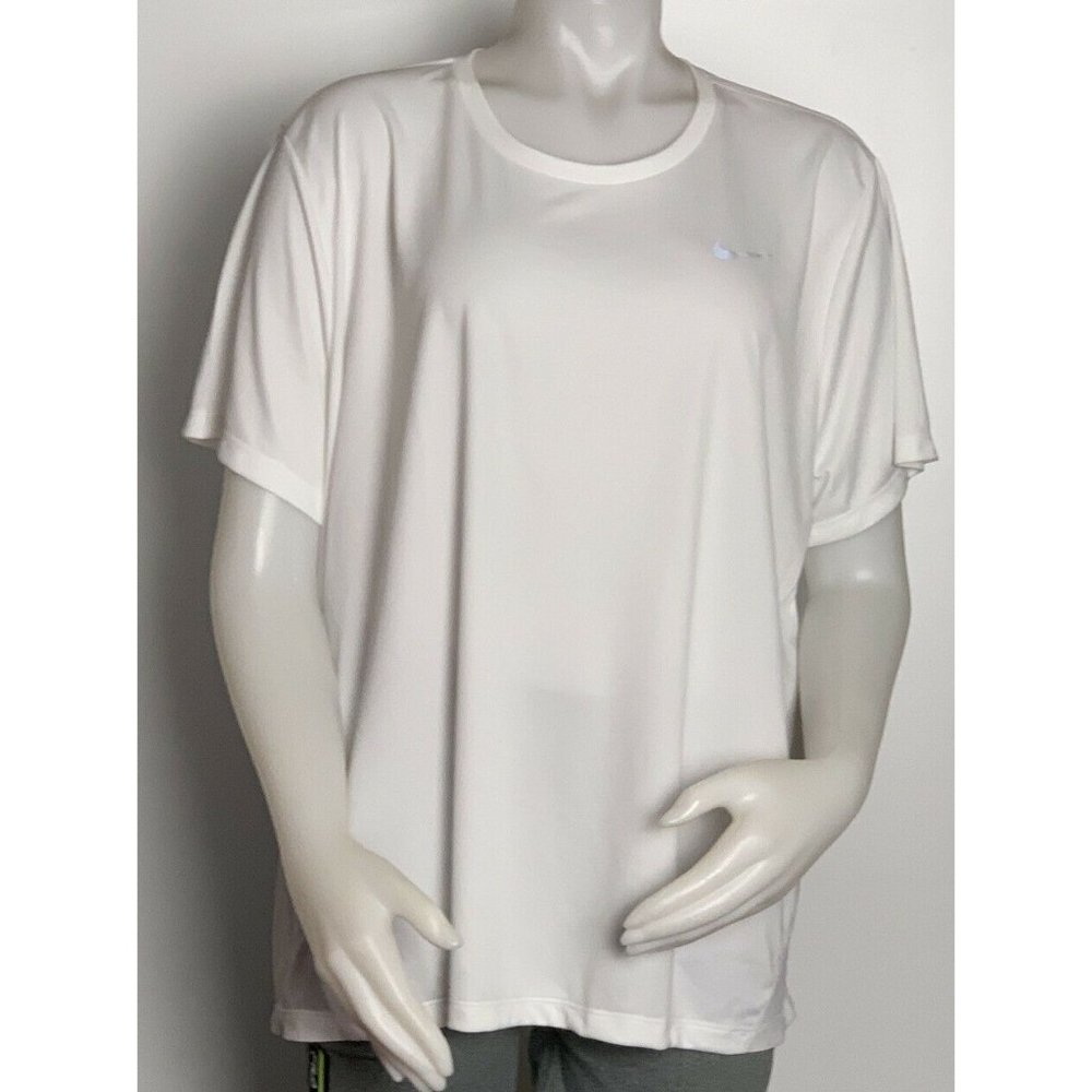 🪻Women T Shirt Size 2XL Nike Dri Fit Short Sleeve White Style AV7922-100 Runng